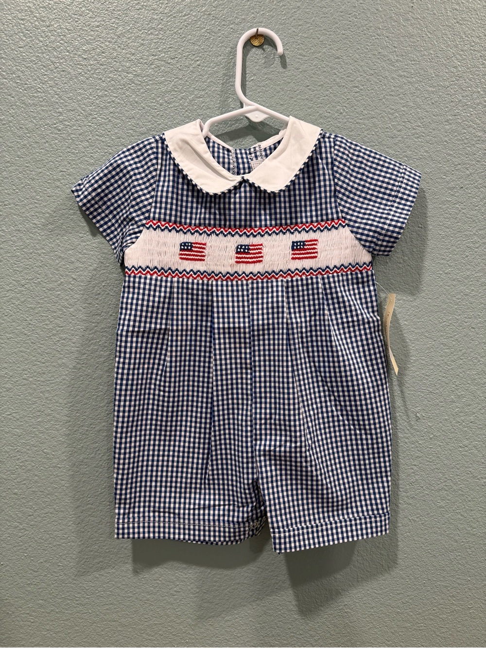 NWT Handmade Smocked Patriotic John John | 18M | Fourth of July